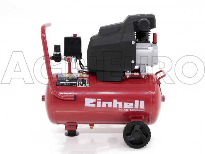 Einhell Compresor TC-AC 190/24/8 (máx. 8 bar, depósito de 24 l, lubricación  por aceite, reductor de presión, manómetro + acoplamiento rápido, válvula