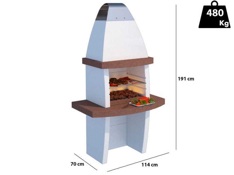 Barbacoa carbón y leña con chimenea y ahumador dos alturas. Barbacoas.