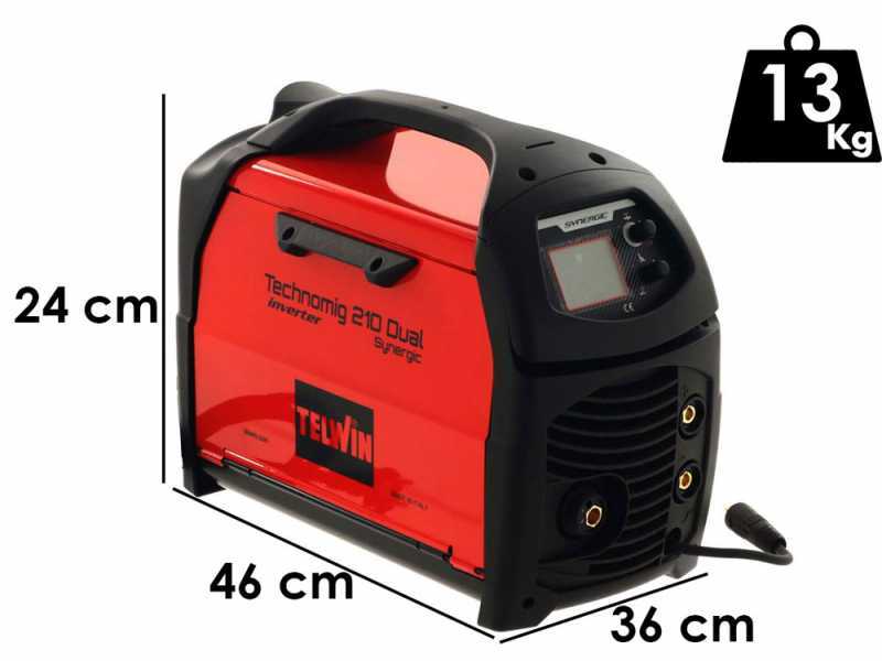 Telwin Technomig 210 Dual Synergic - Soldadora inverter de hilo - Para MIG-MAG/FLUX/BRAZING/MMA/ TIG DC-Lift