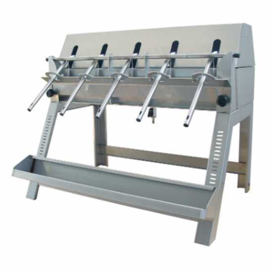 Enotecnica Pillan 5B INOX - Embotelladora manual de 5 ca&ntilde;os con boquillas, dep&oacute;sito y chasis de acero inoxidable